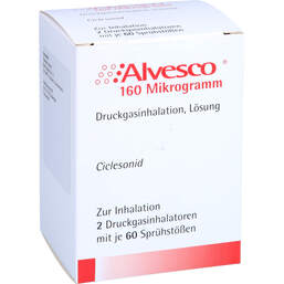 Abbildung: Alvesco 160 µg 2x60 Hub Dosieraerosol 2 St, Dosieraerosol PZN 10301292