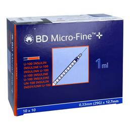 Abbildung: BD Micro-Fine + Insulinspritzen 1 ml U100 12,7 mm 100X1 ml, Spritzen PZN 10301441
