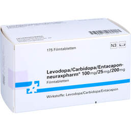 Abbildung: Levodopa / Carbidopa / Entacapon neurax 100 / 25 / 200 175 St, Filmtabletten PZN 10303196