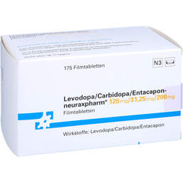 Abbildung: Levodopa / Carbidopa / Entacapon neurax 125 / 31,25 / 200 175 St, Filmtabletten PZN 10303210