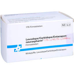 Abbildung: Levodopa / Carbidopa / Entacapon neurax 175 / 43,75 / 200 175 St, Filmtabletten PZN 10303262