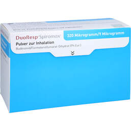 Abbildung: Duoresp Spiromax 320µg / 9 µg / Dosis 3x60ED Inh.-Pulver 3 St, Inhalationspulver PZN 10311089