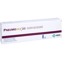 Abbildung: Pneumovax 23 Injektionslösung in einer Fertigspritze + 2 beigef.Kanülen 0.5 ml, Fertigspritzen PZN 10311304