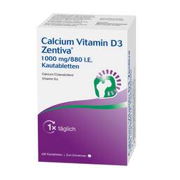 Abbildung: Calcium Vitamin D3 Zentiva 1000 mg / 880 I.E.Kautab. Kautabletten, 100 St PZN 10315696