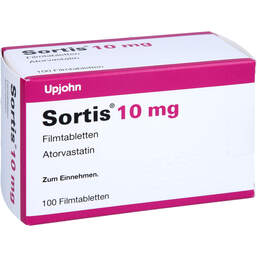 Abbildung: Sortis 10 mg Filmtabletten 100 St, Filmtabletten PZN 10317873