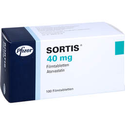 Abbildung: Sortis 40 mg Filmtabletten 100 St, Filmtabletten PZN 10317956