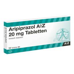 Abbildung: Aripiprazol AbZ 20 mg Tabletten 14 St, Tabletten PZN 10318068