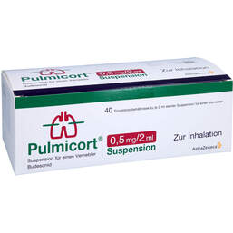 Abbildung: Pulmicort 0,5 mg / 2 ml Suspension für einen Vernebler 40X2 ml, Suspension für einen Vernebler PZN 10318795