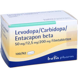 Abbildung: Levodopa / Carbidopa / Entacapon beta 50 / 12,5 / 200 100 St, Filmtabletten PZN 10324212