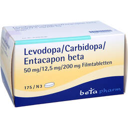 Abbildung: Levodopa / Carbidopa / Entacapon beta 50 / 12,5 / 200 175 St, Filmtabletten PZN 10324229