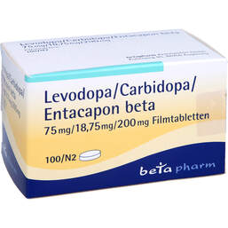 Abbildung: Levodopa / Carbidopa / Entacapon beta 75 / 18,75 / 200 100 St, Filmtabletten PZN 10324525