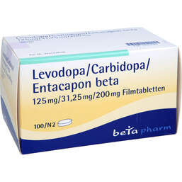 Abbildung: Levodopa / Carbidopa / Entacapon beta 125 / 31,25 / 200 100 St, Filmtabletten PZN 10324620