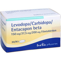 Abbildung: Levodopa / Carbidopa / Entacapon beta 150 / 37,5 / 200 30 St, Filmtabletten PZN 10324643
