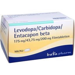 Abbildung: Levodopa / Carbidopa / Entacapon beta 175 / 43,75 / 200 100 St, Filmtabletten PZN 10324695