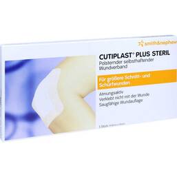 Abbildung: Cutiplast Plus steril 10x19,8 cm Verband 5 St, Verband PZN 10325447