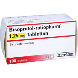 Abbildung: Bisoprolol ratiopharm 1,25 mg Tabletten 100 St, Tabletten PZN 10330052