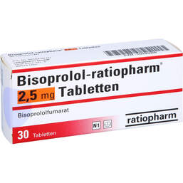 Abbildung: Bisoprolol ratiopharm 2,5 mg Tabletten 30 St, Tabletten PZN 10330069