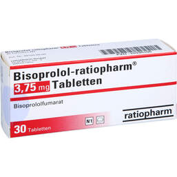 Abbildung: Bisoprolol ratiopharm 3,75 mg Tabletten 30 St, Tabletten PZN 10330106