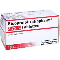 Abbildung: Bisoprolol ratiopharm 3,75 mg Tabletten 100 St, Tabletten PZN 10330112