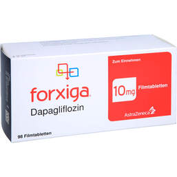 Abbildung: Forxiga 10 mg Filmtabletten 98 St, Filmtabletten PZN 10330201