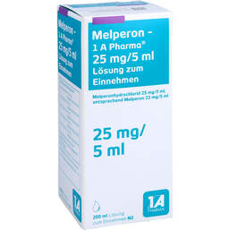 Abbildung: Melperon 1A Pharma 25 mg / 5 ml Lösung zum Einnehmen 200 ml, Lösung zum Einnehmen PZN 10334015
