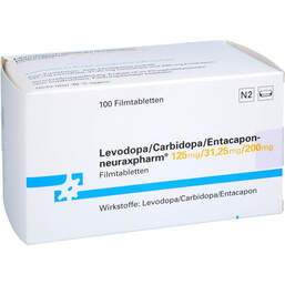 Abbildung: Levodopa / Carbidopa / Entacapon neurax 125 / 31,25 / 200 100 St, Filmtabletten PZN 10352912
