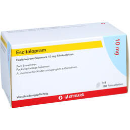 Abbildung: Escitalopram Glenmark 10 mg Filmtabletten 100 St, Filmtabletten PZN 10353277