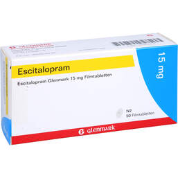 Abbildung: Escitalopram Glenmark 15 mg Filmtabletten 50 St, Filmtabletten PZN 10353308