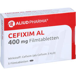 Abbildung: Cefixim AL 400 mg Filmtabletten 5 St, Filmtabletten PZN 10357281