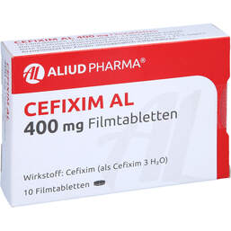 Abbildung: Cefixim AL 400 mg Filmtabletten 10 St, Filmtabletten PZN 10357306