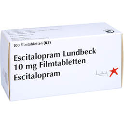 Abbildung: Escitalopram Lundbeck 10 mg Filmtabletten 100 St, Filmtabletten PZN 10358116