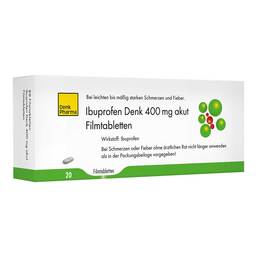 Abbildung: Ibuprofen Denk 400 mg akut Filmtabletten 20 St, Filmtabletten PZN 10386963