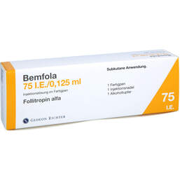 Abbildung: Bemfola 75 I.E. / 0,125 ml Injektionslösung in einem Fertigpen 1 St, Injektionslösung in einem Fertigpen PZN 10389275