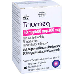 Abbildung: Triumeq 50 mg / 600 mg / 300 mg Filmtabletten 30 St, Filmtabletten PZN 10391243