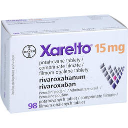 Abbildung: Xarelto 15 mg Filmtabletten 98 St, Filmtabletten PZN 10393696