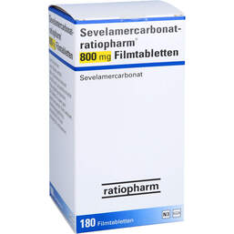 Abbildung: Sevelamercarbonat ratiopharm 800 mg Filmtabletten 180 St, Filmtabletten PZN 10394112