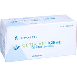 Abbildung: Certican 0,25 mg Tabletten 100 St, Tabletten PZN 10394543