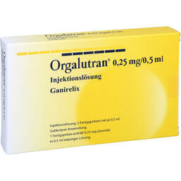 Abbildung: Orgalutran 0,25 mg / 0,5 ml Injektionslösung 1X5 St, Injektionslösung PZN 10394566