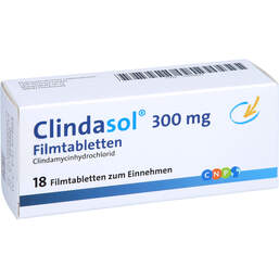 Abbildung: Clindasol 300 mg Filmtabletten 18 St, Filmtabletten PZN 10394827