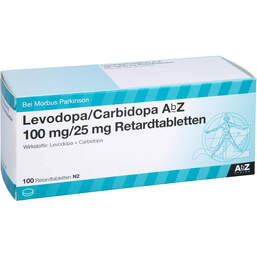 Abbildung: Levodopa / Carbidopa AbZ 100 / 25 mg Retardtabletten 100 St, Retard-Tabletten PZN 10395123