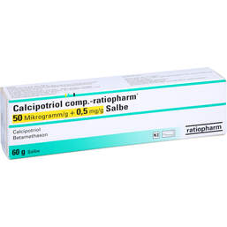 Abbildung: Calcipotriol comp.-ratiopharm 50ug / g + 0,5mg / g Salbe 60 g, Salbe PZN 10397375