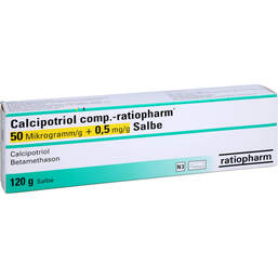 Abbildung: Calcipotriol comp.-Ratiopharm 50 µg / g + 0,5 mg / g Sal. 120 g, Salbe PZN 10397406