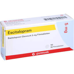 Abbildung: Escitalopram Glenmark 5 mg Filmtabletten 50 St, Filmtabletten PZN 10397458