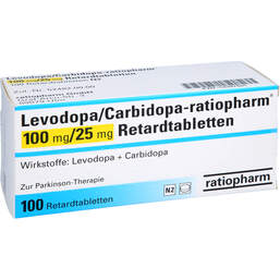 Abbildung: Levodopa / Carbidopa ratiopharm 100 mg / 25 mg Ret.-T. 100 St, Retard-Tabletten PZN 10397501