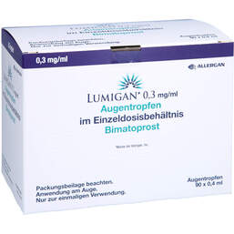 Abbildung: Lumigan 0,3 mg / ml Augentropfen im Einzeldosisbeh. 90X0.4 ml, Augentropfen PZN 10408937