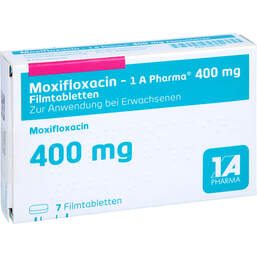 Abbildung: Moxifloxacin 1A Pharma 400 mg Filmtabletten 7 St, Filmtabletten PZN 10411017