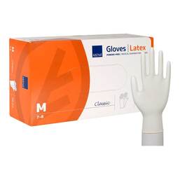 Abbildung: Latex-Handschuhe Classic unsteril puderfrei M natur 100 St, Handschuhe PZN 10414429