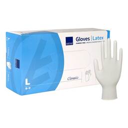 Abbildung: Latex-Handschuhe Classic unsteril puderfrei L natur 100 St, Handschuhe PZN 10414441