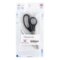Abbildung: Fadenzieh Set steril mit Schere + Pinzette 1 St PZN 10418806