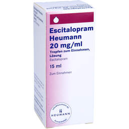 Abbildung: Escitalopram Heumann 20 mg / ml Tropfen zum Einnehmen 15 ml, Tropfen zum Einnehmen PZN 10419450